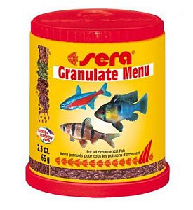 Основной корм Sera GRANULAT MENU для всех видов рыб, 4 вида гранул 150 мл