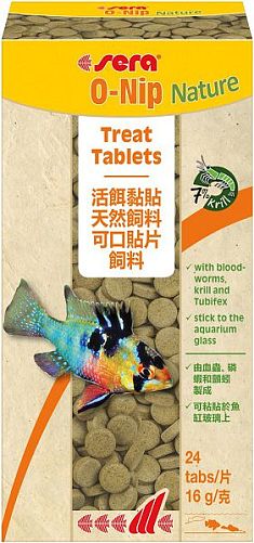 Деликатес Sera O-NIP для рыб, прикрепляемые к стеклу таблетки, 24 шт.