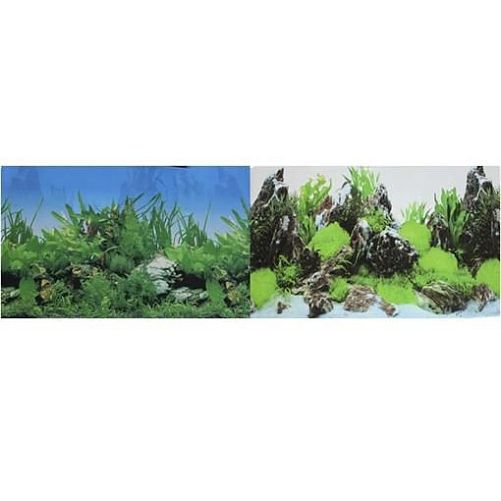 Фон Prime для аквариума двухсторонний Растительный/Скалы с растениями, 50х100 см