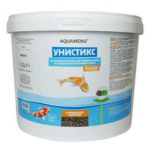 Корм Аква Меню Унистикс для прудовых рыб со спирулиной и гречневой мукой, гранулы, 11 л, 2 кг
