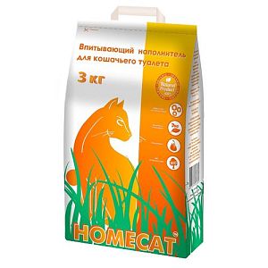 Наполнитель HOMECAT Впитывающий для кошачьего туалета, 5 л  (3 кг)