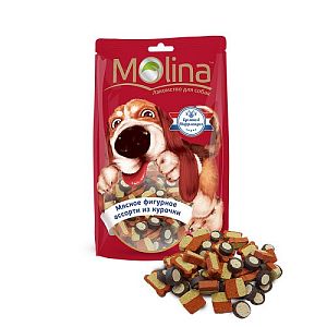 Лакомство Molina «Мясное фигурное ассорти из курочки» для собак, 200 г