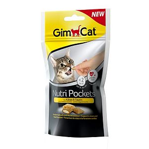 Подушечки Gimcat «NutriPockets» для кошек, сыр и таурин, 60 г
