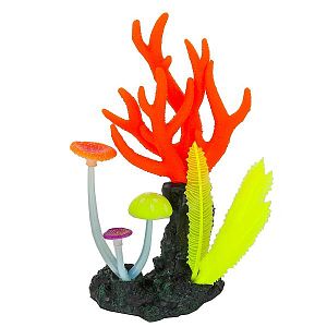 Флуоресцентная аквариумная декорация GLOXY Морские кораллы розовые, 14×6,5×21 см