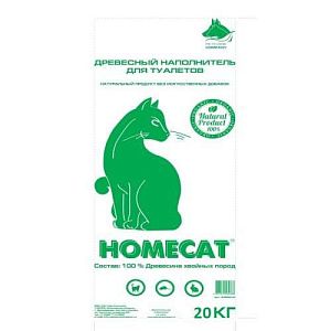 Наполнитель HOMECAT Древесный, мелкие гранулы для кошачьего туалета