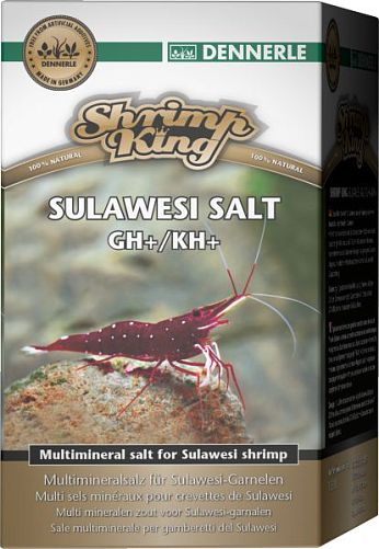 Dennerle Shrimp King Sulawesi Salt GH+/KH+ мульти-минеральная соль для повышения общей жесткости в аквариумах с креветками озера Сулавеси, 200 г