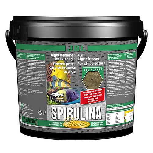 Корм JBL Spirulina премиум-класса для пресноводных и морских растительноядных рыб, хлопья 5,5 л