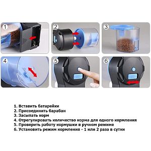 Автокормушка SUNSUN с таймером, индикация времени и разряда, большая круглая