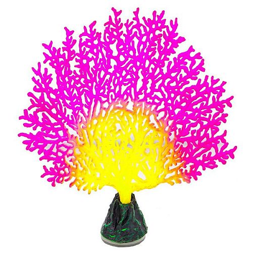 Флуоресцентная аквариумная декорация GLOXY Коралл веерный розовый, 13,5х3х16 см