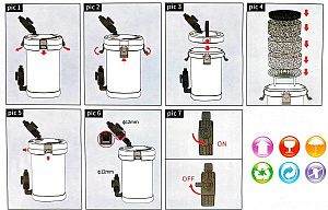 Внешний канистровый фильтр SunSun HW-502, 4&nbsp;ступени фильтрации, 6&nbsp;Вт, 600&nbsp;л/ч, помпа внешняя в&nbsp;компекте