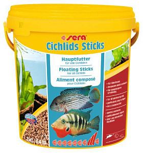 Основной корм Sera CICHLIDS STICKS для крупных цихлид, палочки 10 л