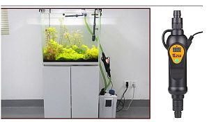 Проточный нагреватель SUNSUN EH-500&nbsp;с&nbsp;терморегулятором и&nbsp;LED дисплеем для внешних фильтров, 500&nbsp;Вт
