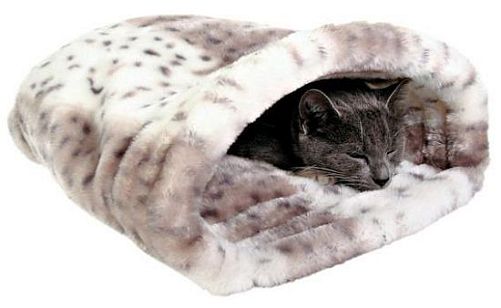 Лежак-Тоннель TRIXIE "Leila" для кошки, 46х33х27 см, плюш, бежевый, белый