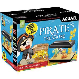 Aquael LEDDY TUBE PIRATE аквариум пластиковый с копилкой, черный, 15 л