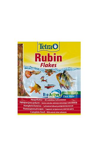 TetraRubin корм для яркого окраса аквариумных рыб, хлопья 12 г