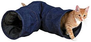 Тоннель TRIXIE для кошек и щенков Jeans, D25, D30×53 см, хлопок, полиэстер, синий