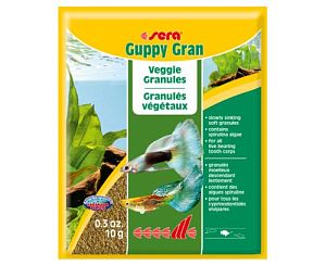 Растительный корм Sera Guppy Gran для рыб, гранулы, гранулы 10 г