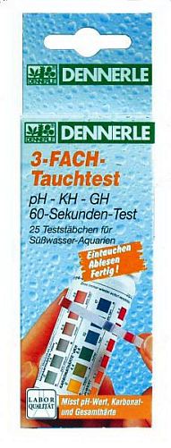 Dennerle Tauchtest pH-KH-GH тест для тестирования воды по показателям pH, KH, GH, 25 шт.