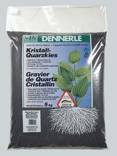Аквариумный грунт Dennerle Kristall-Quarz, гравий 1-2 мм, черный, 5 кг