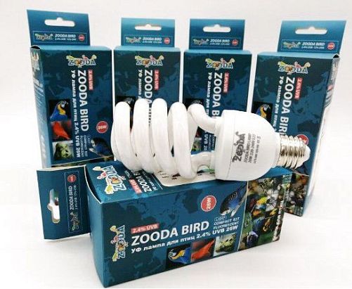 Лампа ультрафиолетовая ZOODA BIRD COMPACT 2.4% UVB 12% UVA для птиц, E27, 26 Вт