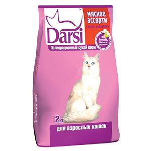 Корм Darsi сухой для взрослых кошек, мясное ассорти