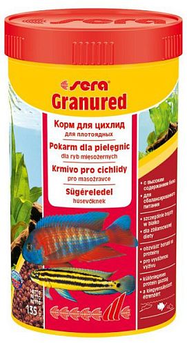 Sera GRANURED основной корм для мелких плотоядных цихлид, гранулы 100 мл Sera GRANURED основной корм для мелких плотоядных цихлид, гранулы 100 мл