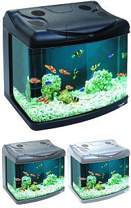Аквариум Hailea панорамный+задняя фильтровальная система, 60 л, черный
