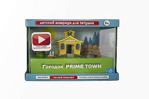 Аквариум для петушка Prime «Городок PRIME TOWN» детский, полный комплект с оборудованием и декором, 5 л