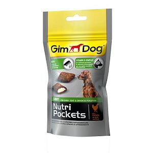 Подушечки Gimdog «Nutri Pockets Shiny» для собак, биотин и витамины В, 45 г