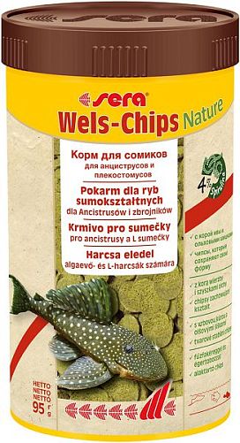 Основной корм Sera WELS CHIPS для придонных рыб, чипсы 250 мл