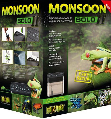 Система осадков Exo Terra Monsoon Solo II для террариумов, 1,5 л, 1 форсунка