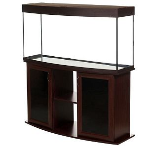 Тумба под аквариум LUX 245&nbsp;л, фигурная, с&nbsp;2&nbsp;тонированными стеклянными дверцами+МДФ, махагон