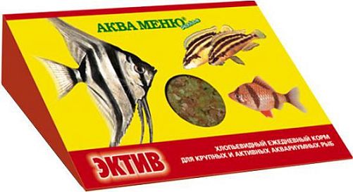 Аква Меню Эктив хлопьевидный ежедневный корм  для крупных и активных аквариумных рыб, 11 г