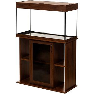 Тумба под аквариум LUX 120&nbsp;л, прямая, ДСП с&nbsp;1&nbsp;тонированной стеклянной дверцей МДФ, орех