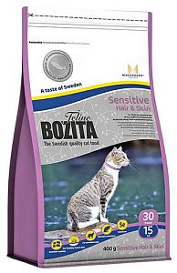 Корм BOZITA Feline Sensitive Hair&Skin 30/15 для здоровой кожи и шерсти кошек