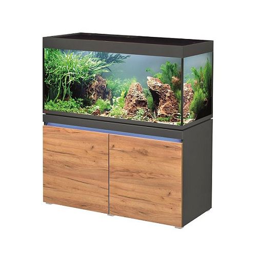 Комплект аквариум с тумбой EHEIM incpiria 430 графит, фасады сосна, декоративная LED подсветка тумбы