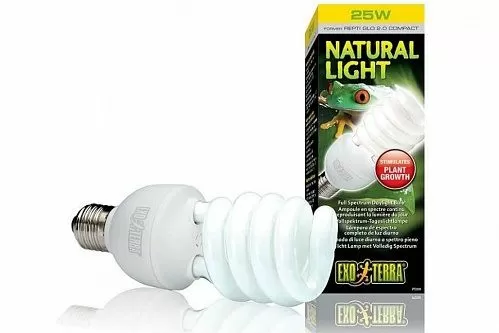 Лампа Exo Terra Reptile Natural Light former UVB2.0 Compact полного спектра, 25 Вт