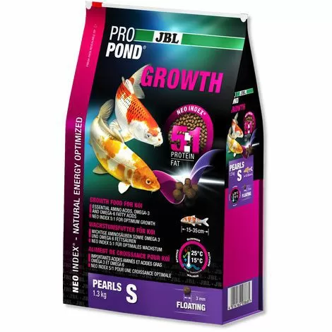 Корм JBL ProPond Growth S для активного роста мелких карпов кои, гранулы 1,3 кг (3 л)
