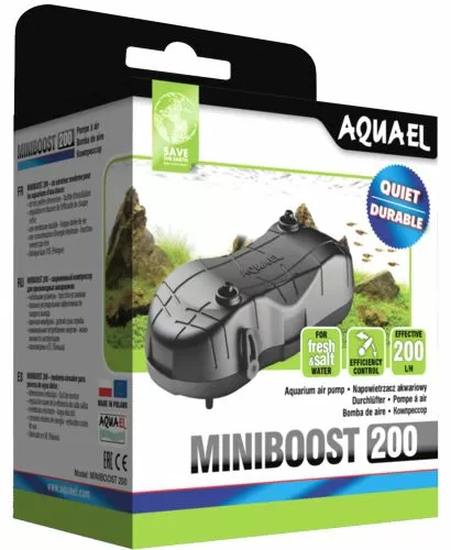 Компрессор Aquael MINIBOOST 200 plus до 200 л, 200 л/ч, 2,4 Вт Компрессор Aquael MINIBOOST 200 plus до 200 л, 200 л/ч, 2,4 Вт