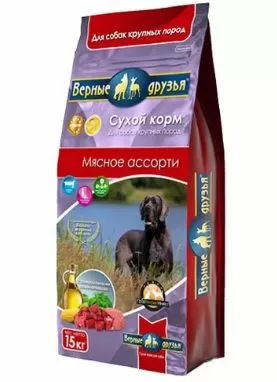 Корм Верные друзья Премиум Мясное ассорти для зрослых собак всех пород, 15 кг