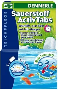 Dennerle Oxygen Activ Tabs средство для мгновенной помощи задыхающимся рыбам в садовом пруду, 5 шт