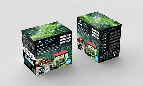 Аквариум PRIME с LED светильником, фильтром и кормушкой, черный, 33 л
