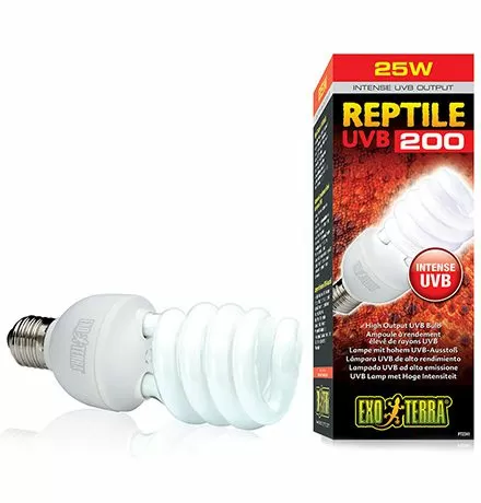 Лампа Exo Terra Reptile UVB200 Compact для пустынных и высоких террариумов, 25 Вт