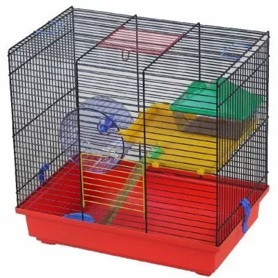 Клетка INTER ZOO TEDDY LUX I для грызунов, пластиковый комплект, цветная, 430X280X385 мм