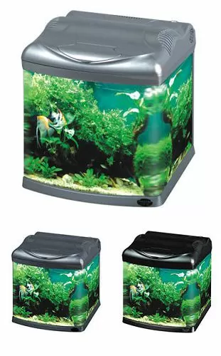 Аквариум Hailea с гнутыми передними углами/стеклом+фильтр BEAUT-200, 30 л, серебряный