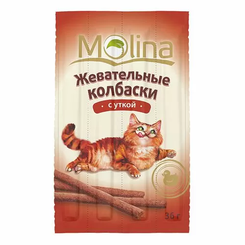 Жевательные колбаски Molina "С уткой" для кошек, 36 г