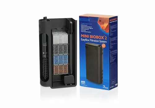 Внутренний аквариумный фильтр AQUATLANTIS MINI BIOBOX 2 белый, 4 картриджа XS+нагреватель 75w, 300 л/ч