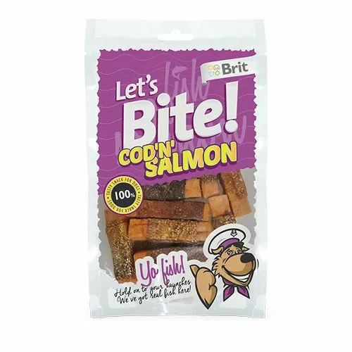 Лакомство Brit Let's Bite Cod n´Salmon "Треска и лосось" для собак, 80 г