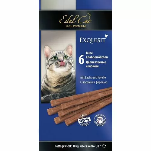 Колбаски Edel Cat Лосось, Форель для кошек, 6 шт.