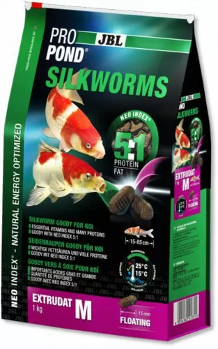 Корм-лакомство JBL ProPond Silkworms M "Шелкопряды" для средних карпов кои, 1 кг (3 л)